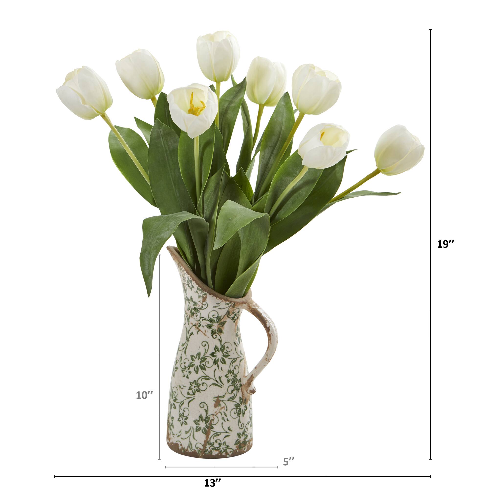 19" Tulip Arrangement in Floral Pitcher
